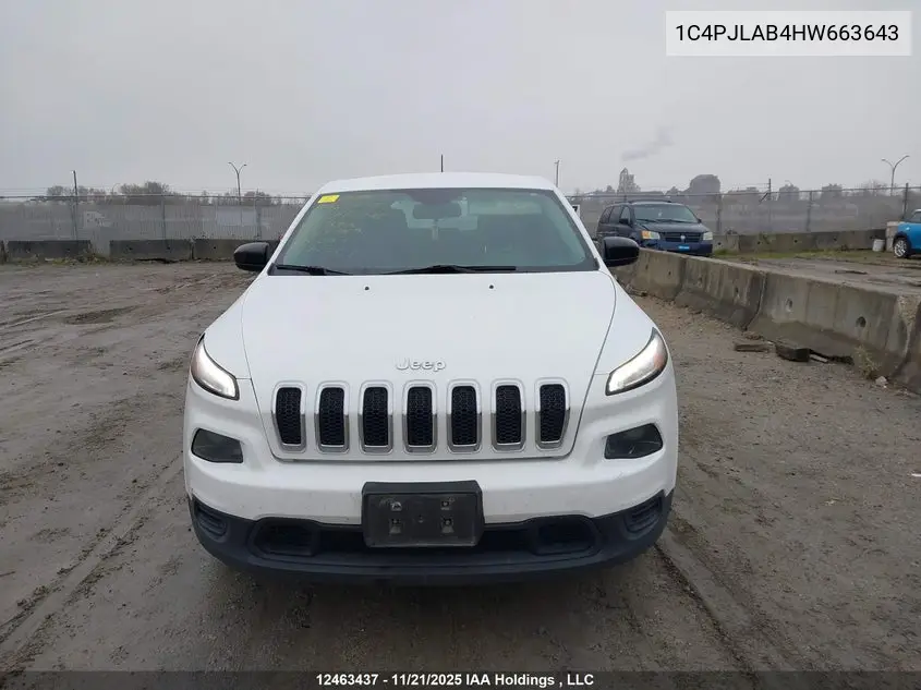 2017 JEEP CHEROKEE VIN 1C4PJLAB4HW663643 — фото 12