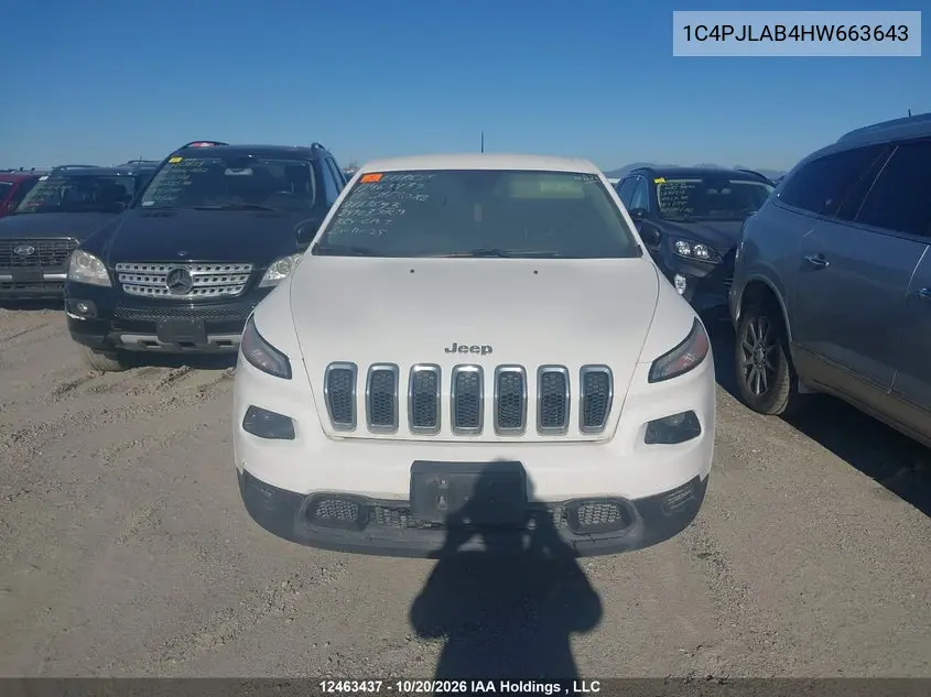 2017 JEEP CHEROKEE VIN 1C4PJLAB4HW663643 — фото 13