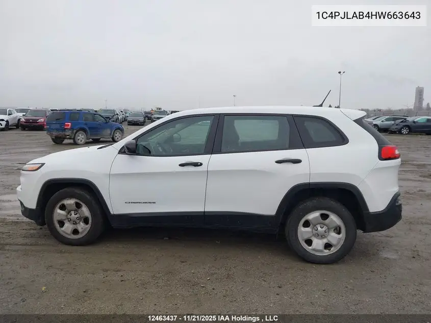 2017 JEEP CHEROKEE VIN 1C4PJLAB4HW663643 — фото 14