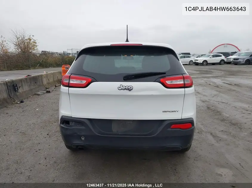 2017 JEEP CHEROKEE VIN 1C4PJLAB4HW663643 — фото 16