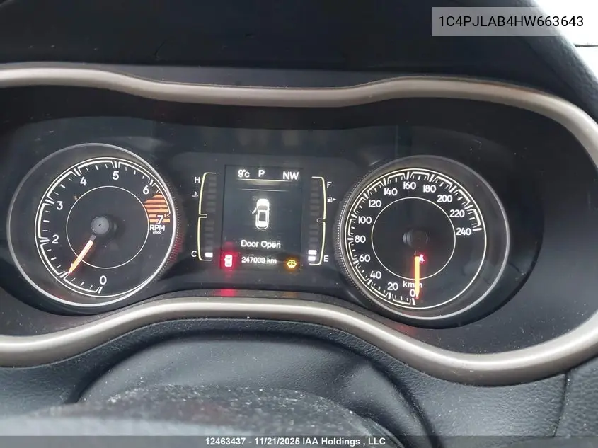 2017 JEEP CHEROKEE VIN 1C4PJLAB4HW663643 — фото 7