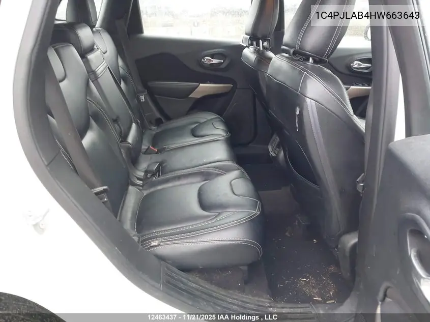 2017 JEEP CHEROKEE VIN 1C4PJLAB4HW663643 — фото 8