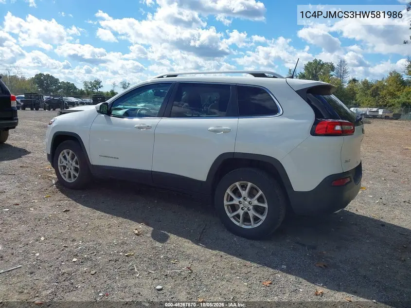 2017 JEEP CHEROKEE VIN 1C4PJMCS3HW581986 — фото 3