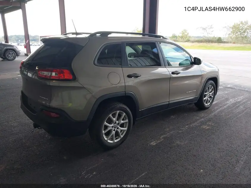 2017 JEEP CHEROKEE VIN 1C4PJLAS4HW662900 — фото 4