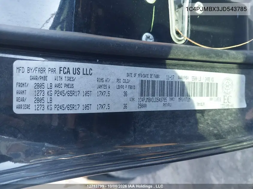 2018 JEEP CHEROKEE VIN 1C4PJMBX3JD543785 — фото 9