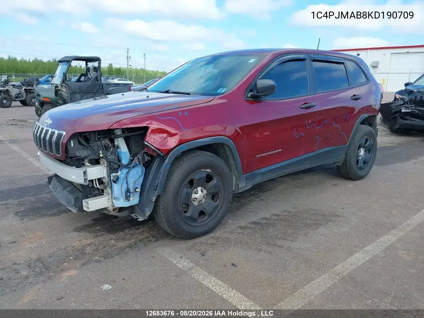 2019 JEEP CHEROKEE VIN 1C4PJMAB8KD190709 — фото 2