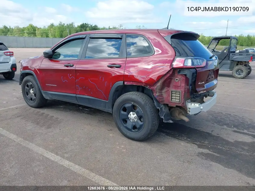 2019 JEEP CHEROKEE VIN 1C4PJMAB8KD190709 — фото 3