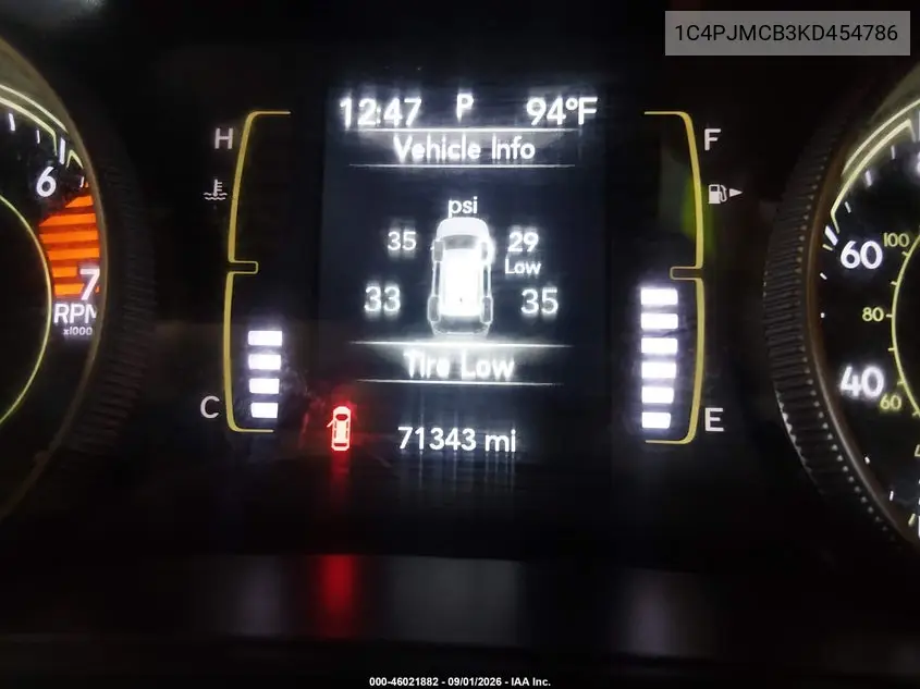 2019 JEEP CHEROKEE VIN 1C4PJMCB3KD454786 — фото 15