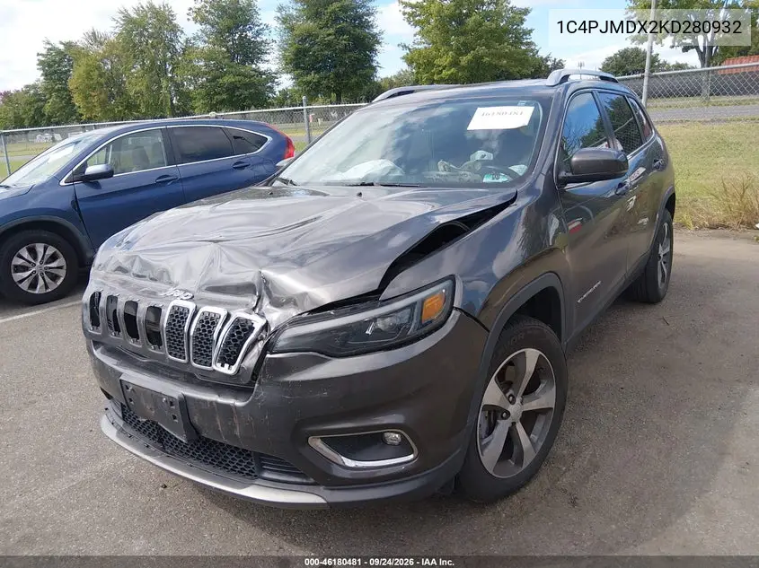 2019 JEEP CHEROKEE VIN 1C4PJMDX2KD280932 — фото 2