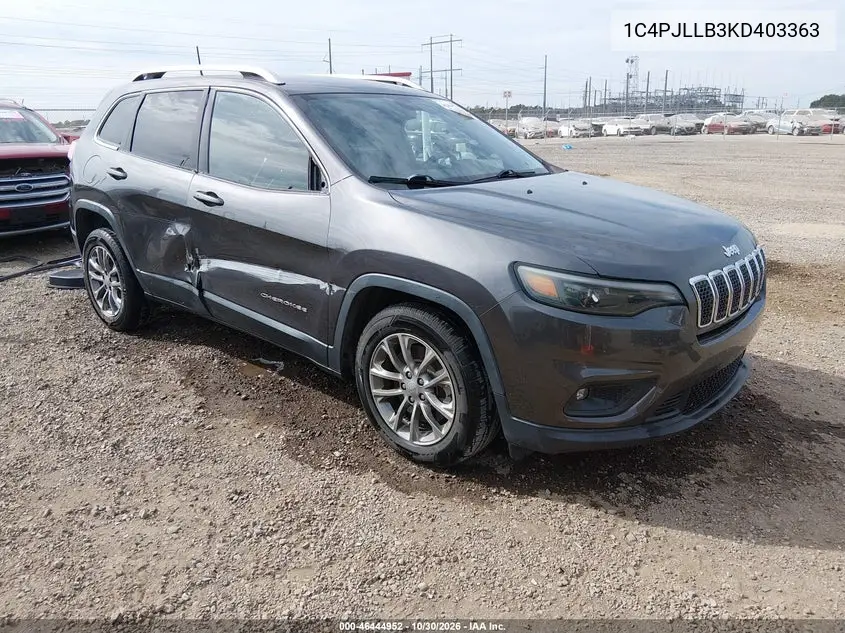 JEEP CHEROKEE 2019, VIN 1C4PJLLB3KD403363