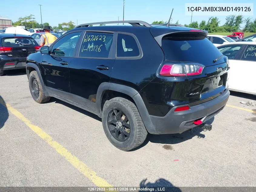 2021 JEEP CHEROKEE VIN 1C4PJMBX3MD149126 — фото 3