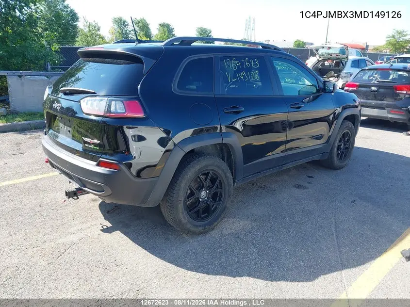 2021 JEEP CHEROKEE VIN 1C4PJMBX3MD149126 — фото 4