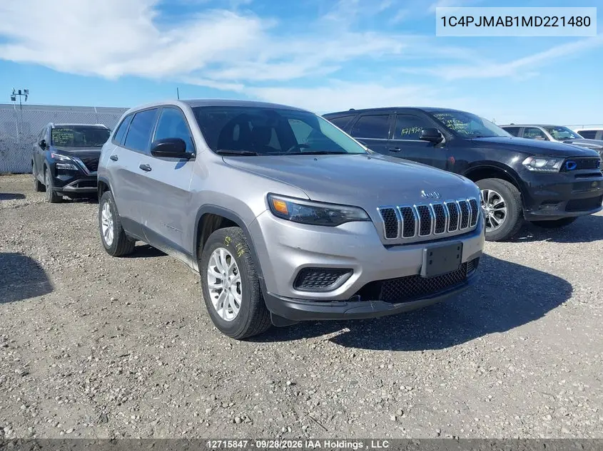 JEEP CHEROKEE 2021, VIN 1C4PJMAB1MD221480