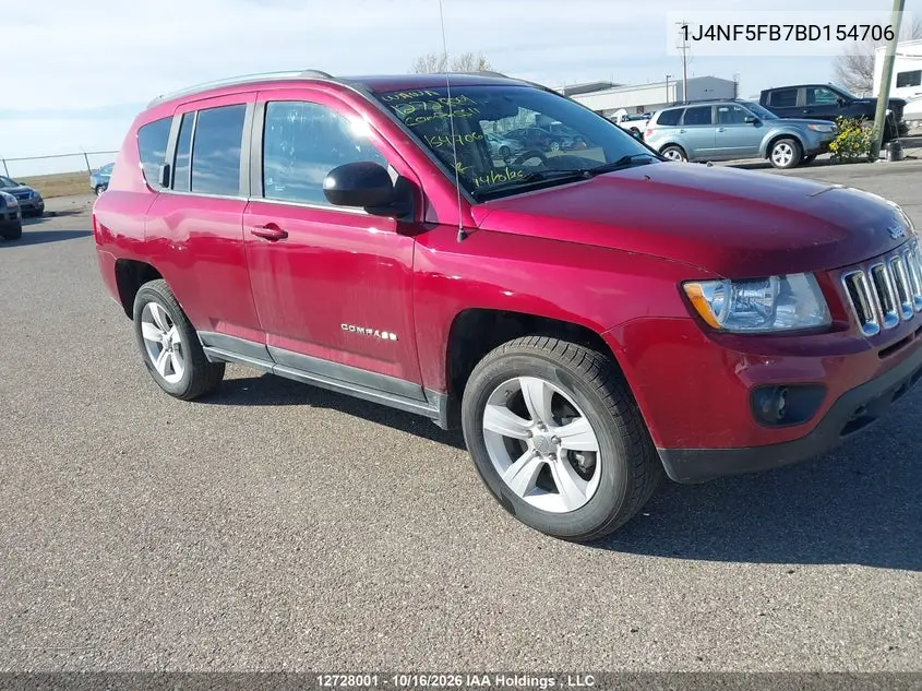 JEEP COMPASS 2011, VIN 1J4NF5FB7BD154706