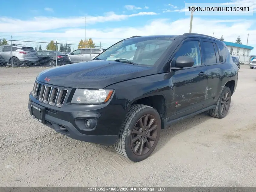 2017 JEEP COMPASS VIN 1C4NJDAB0HD150981 — фото 2