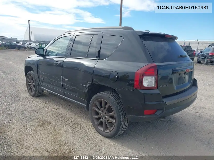 2017 JEEP COMPASS VIN 1C4NJDAB0HD150981 — фото 3