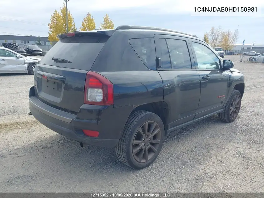 2017 JEEP COMPASS VIN 1C4NJDAB0HD150981 — фото 4