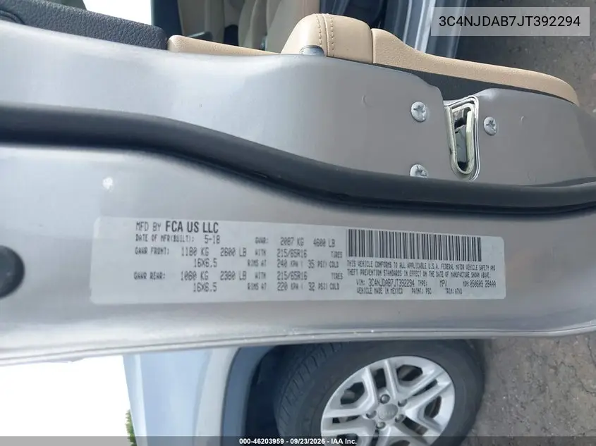 2018 JEEP COMPASS VIN 3C4NJDAB7JT392294 — фото 9
