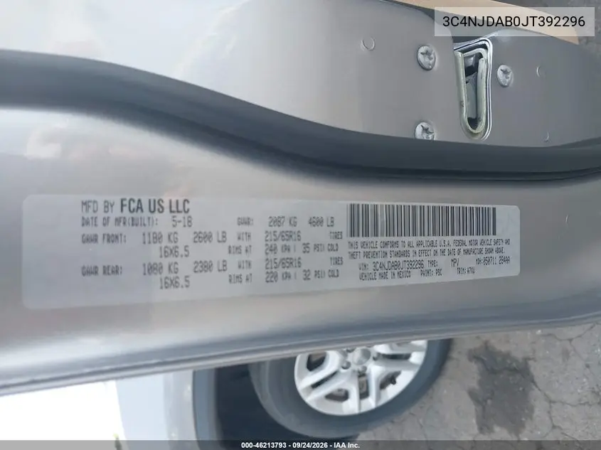 2018 JEEP COMPASS VIN 3C4NJDAB0JT392296 — фото 9