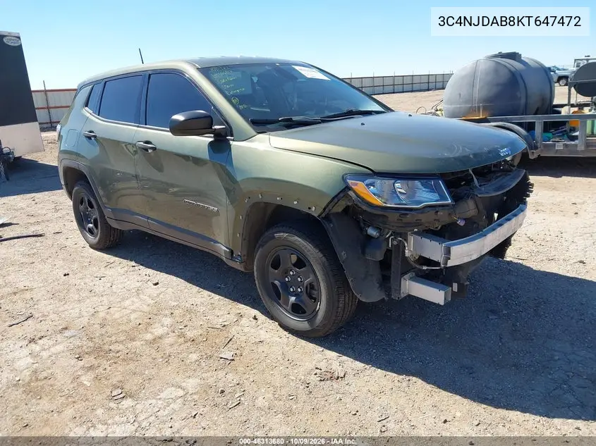 JEEP COMPASS 2019, VIN 3C4NJDAB8KT647472