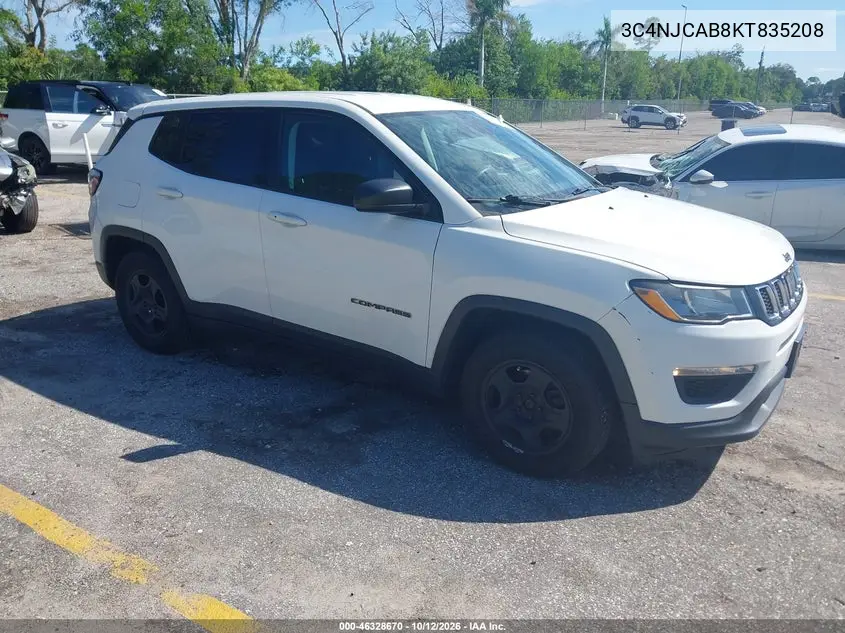 JEEP COMPASS 2019, VIN 3C4NJCAB8KT835208