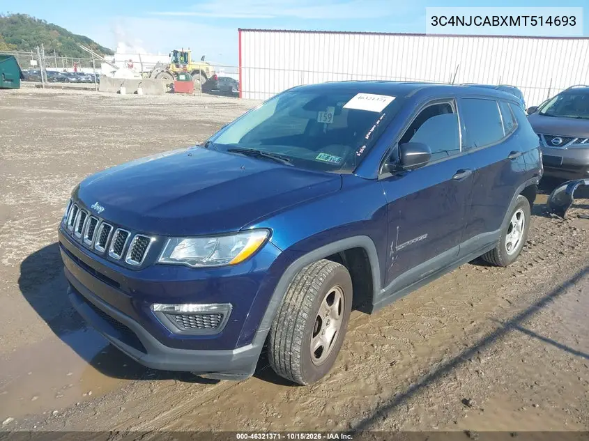 2021 JEEP COMPASS VIN 3C4NJCABXMT514693 — фото 2
