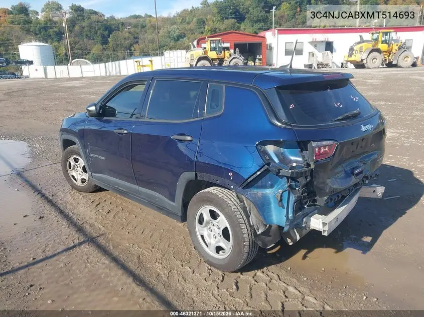 2021 JEEP COMPASS VIN 3C4NJCABXMT514693 — фото 3