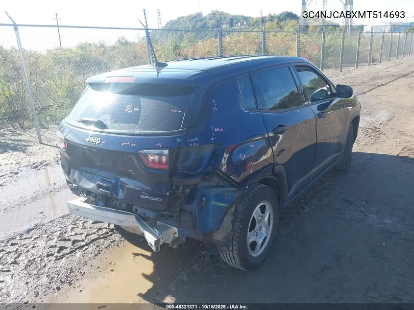 2021 JEEP COMPASS VIN 3C4NJCABXMT514693 — фото 4