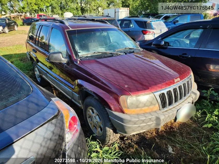 JEEP GRAND CHEROKEE 2000, VIN 1J4GW48S7YC175845