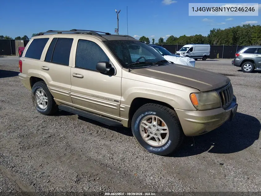 JEEP GRAND CHEROKEE 2000, VIN 1J4GW58N1YC246246