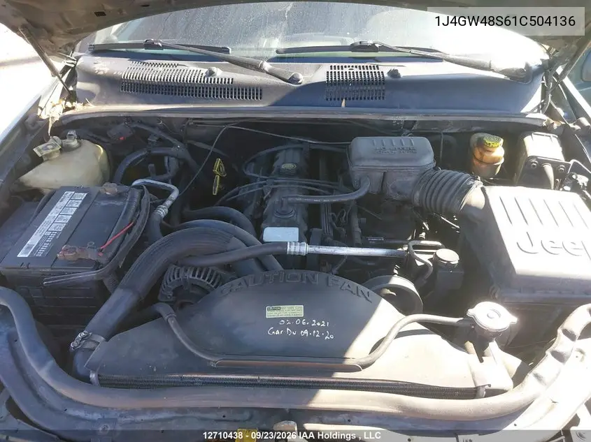 2001 JEEP GRAND CHEROKEE VIN 1J4GW48S61C504136 — фото 10