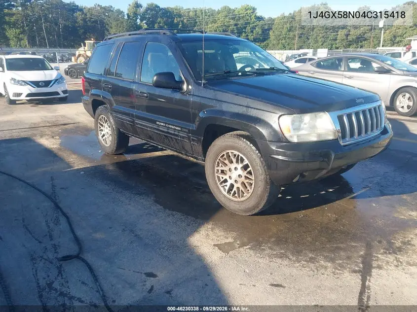 JEEP GRAND CHEROKEE 2004, VIN 1J4GX58N04C315418