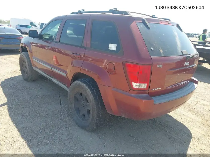 2007 JEEP GRAND CHEROKEE VIN 1J8GS48KX7C502604 — фото 3