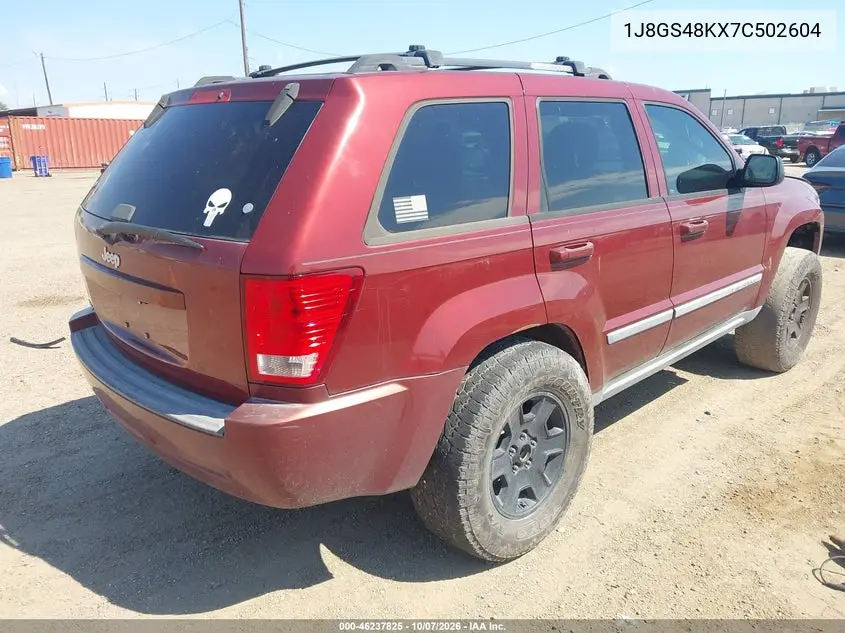 2007 JEEP GRAND CHEROKEE VIN 1J8GS48KX7C502604 — фото 4