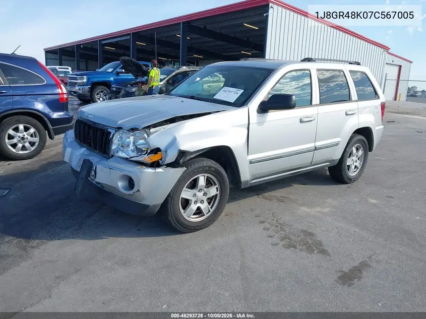 2007 JEEP GRAND CHEROKEE VIN 1J8GR48K07C567005 — фото 2