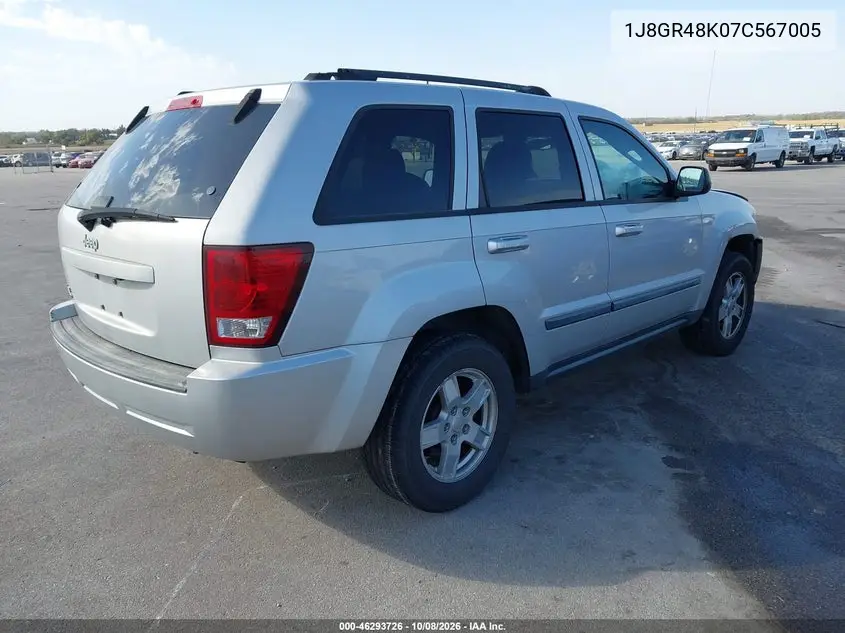 2007 JEEP GRAND CHEROKEE VIN 1J8GR48K07C567005 — фото 4