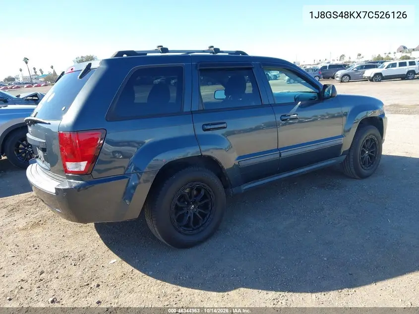 2007 JEEP GRAND CHEROKEE VIN 1J8GS48KX7C526126 — фото 4