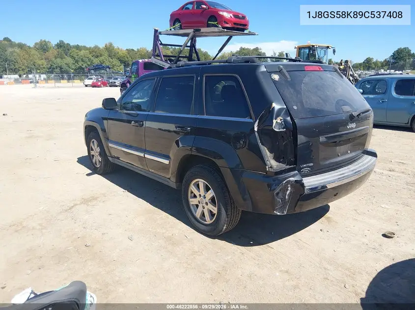2009 JEEP GRAND CHEROKEE VIN 1J8GS58K89C537408 — фото 3