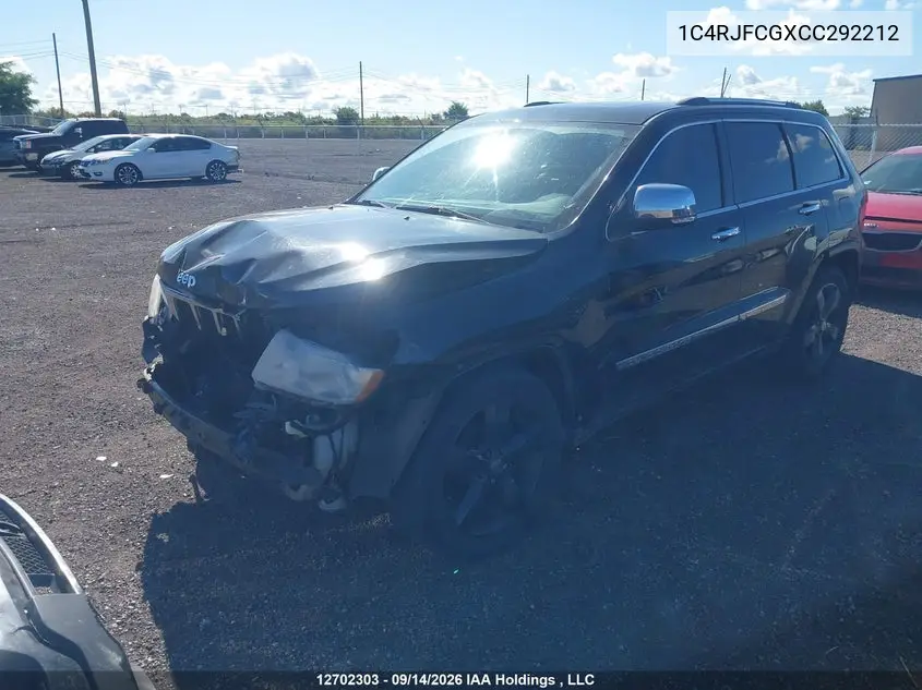 2012 JEEP GRAND CHEROKEE VIN 1C4RJFCGXCC292212 — фото 2
