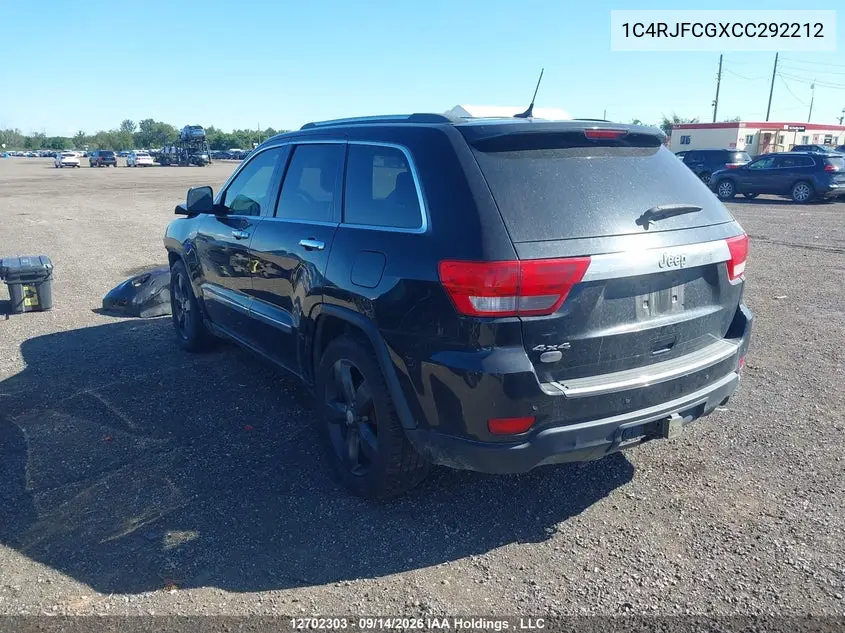 2012 JEEP GRAND CHEROKEE VIN 1C4RJFCGXCC292212 — фото 3