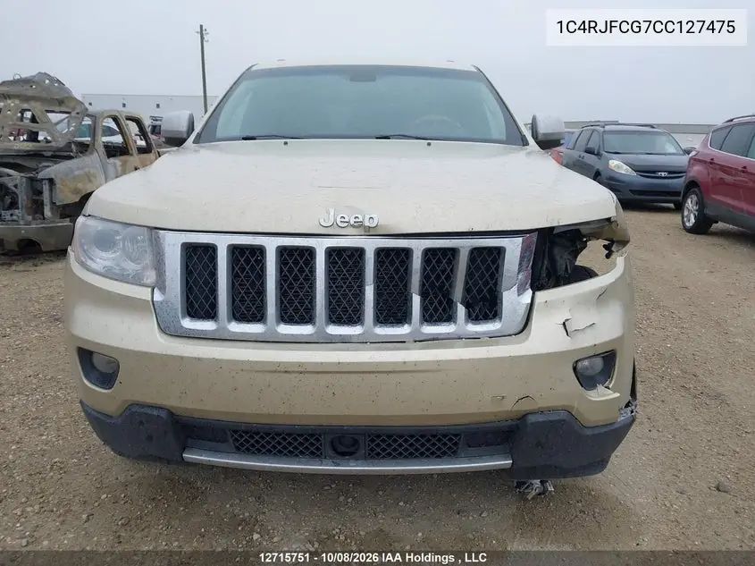 2012 JEEP GRAND CHEROKEE VIN 1C4RJFCG7CC127475 — фото 12