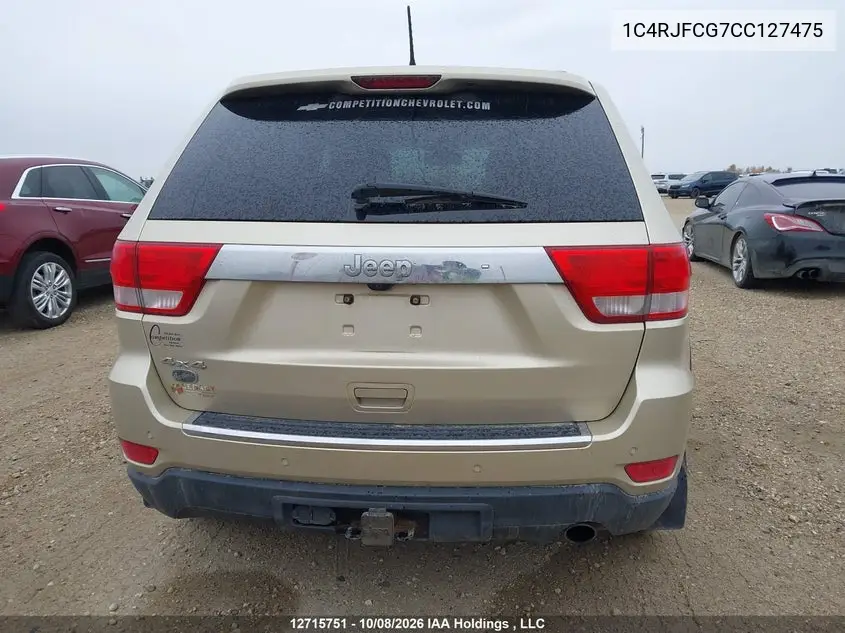 2012 JEEP GRAND CHEROKEE VIN 1C4RJFCG7CC127475 — фото 16