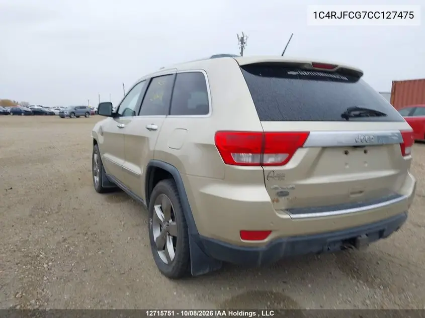 2012 JEEP GRAND CHEROKEE VIN 1C4RJFCG7CC127475 — фото 3