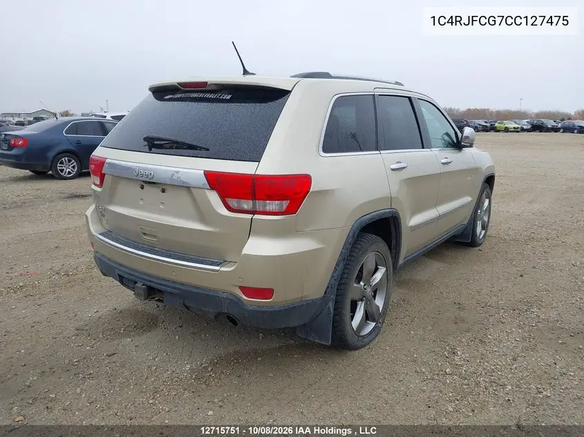 2012 JEEP GRAND CHEROKEE VIN 1C4RJFCG7CC127475 — фото 4