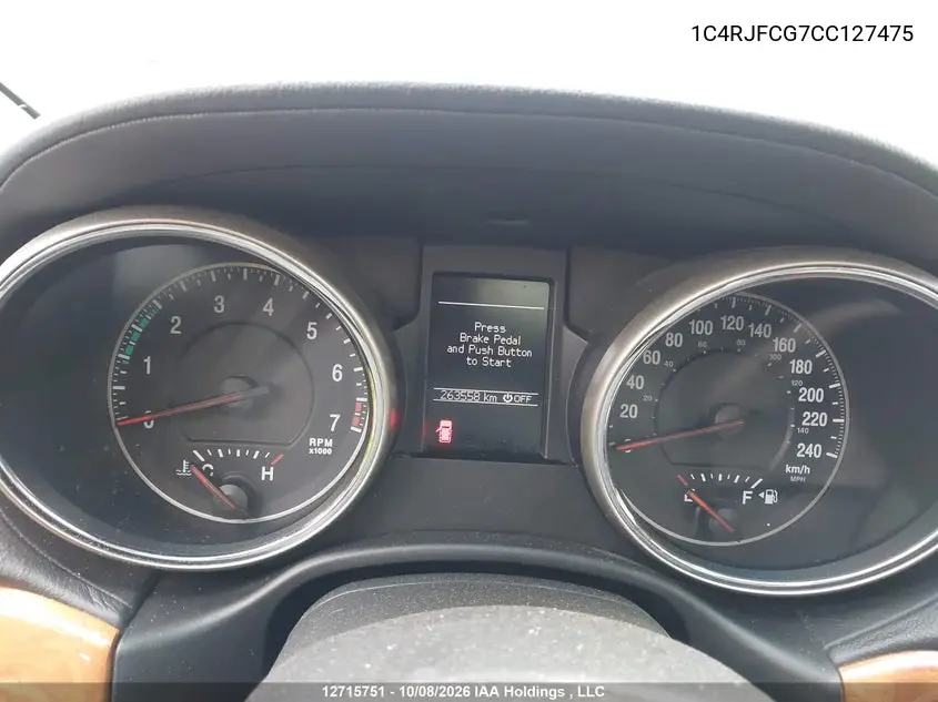 2012 JEEP GRAND CHEROKEE VIN 1C4RJFCG7CC127475 — фото 7