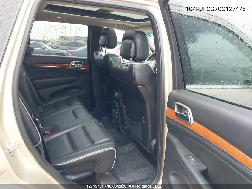 2012 JEEP GRAND CHEROKEE VIN 1C4RJFCG7CC127475 — фото 8