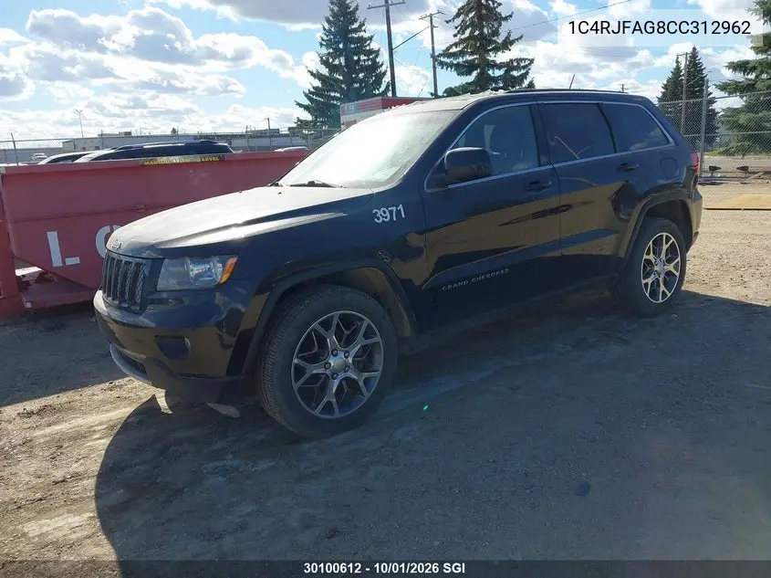 2012 JEEP GRAND CHEROKEE VIN 1C4RJFAG8CC312962 — фото 2