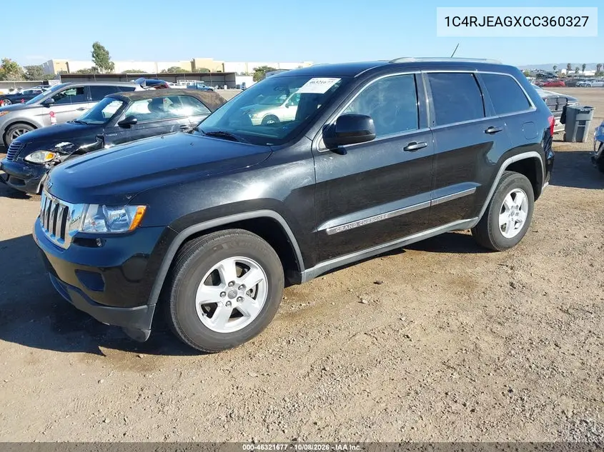 2012 JEEP GRAND CHEROKEE VIN 1C4RJEAGXCC360327 — фото 2