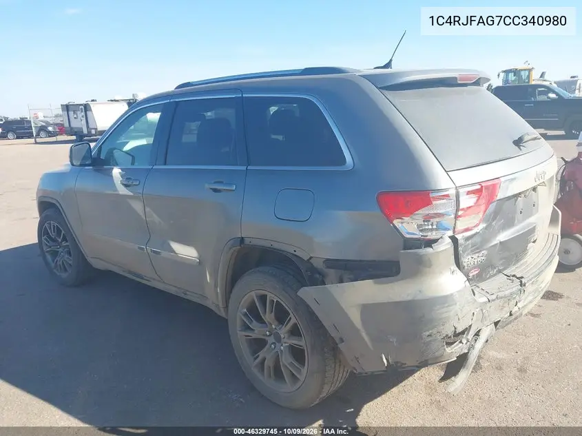 2012 JEEP GRAND CHEROKEE VIN 1C4RJFAG7CC340980 — фото 3