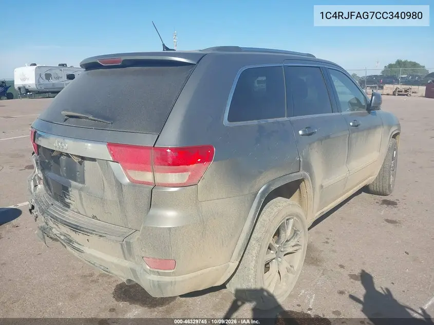 2012 JEEP GRAND CHEROKEE VIN 1C4RJFAG7CC340980 — фото 4